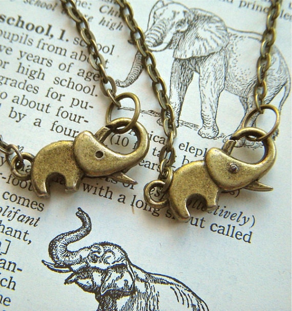 Tiny Elephant Bracelets Set Of 2 Friendship Bracelets Baby Elephant Clasp Trunk Up Means Good Luck Antiqued Brass Steampunk Jewelry