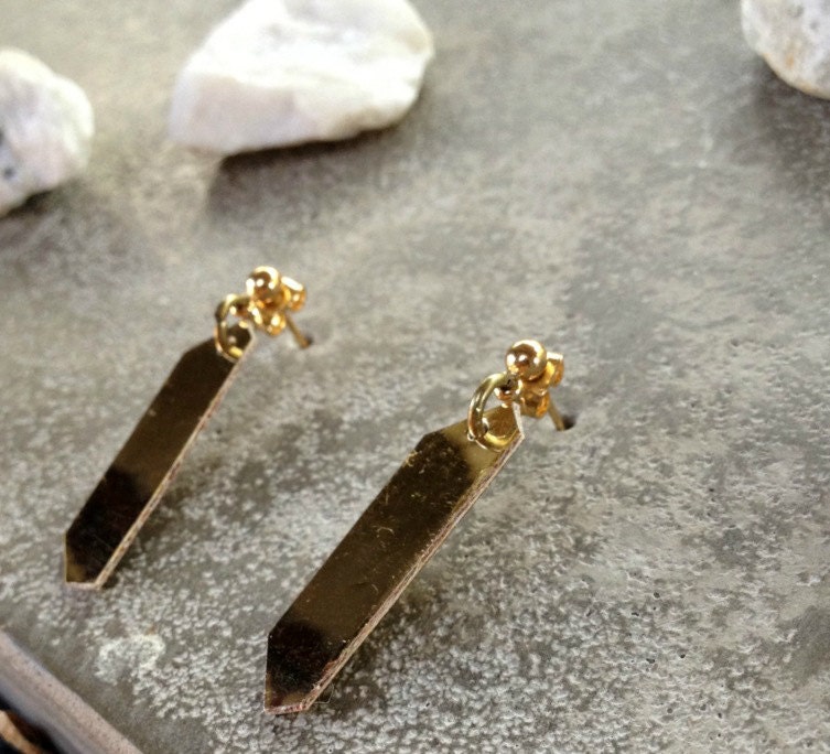 sale - SHAPES no. 4 - wood, gold vinyl, earrings