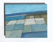 Salt flats  - original abstract modern geometric oil painting  - blue - OOAK contemporary art