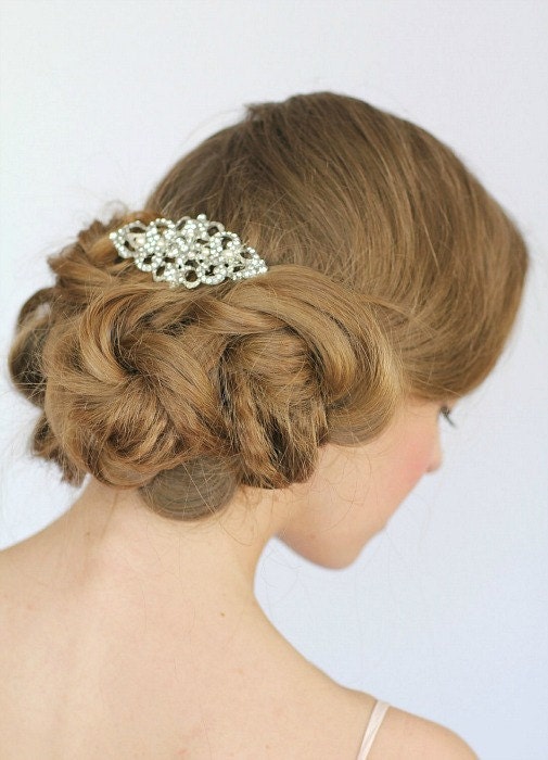 Pearl Rhinestone Bridal Hair Comb, Wedding Bridal Comb, Vintage Wedding Hair , Crystal Hair Comb , vintage wedding hair - Style 255