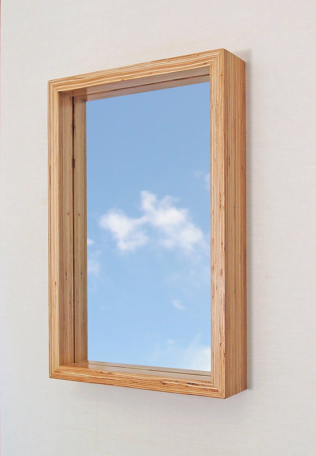 Modern Mirror with Wood Frame, Wall Hanging, 17 X 26 LVL/Microlam Deep Box
