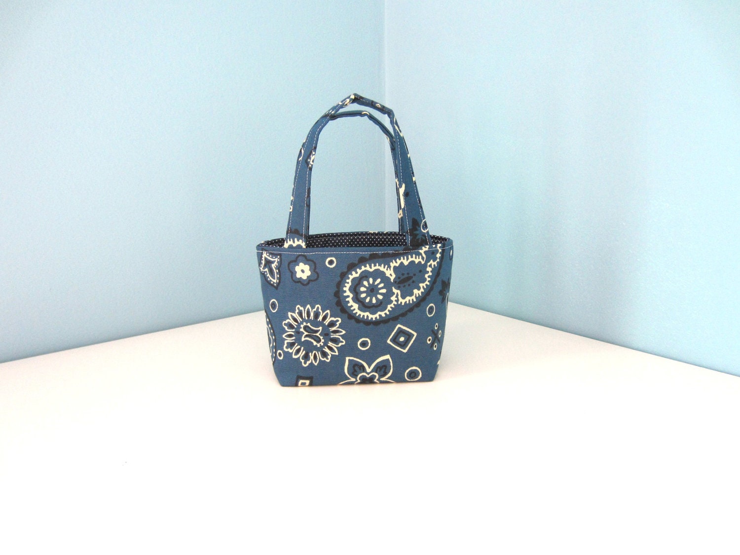 Navy Blue Handbag, Paisley, Hankerchief, Bridesmaid, Country Wedding, Small Clutch