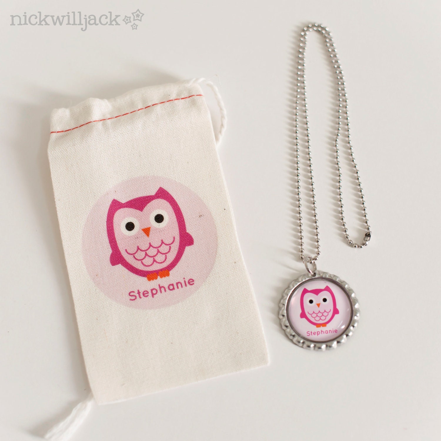 Personalized Owl Bottle Cap Necklace Il_570xn