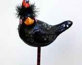 Halloween Crow Folk Art  Bird Paper Mache Sculpture