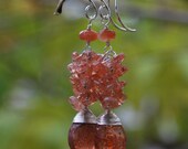 Sunstone Cluster Dangle Earrings with Sterling SIlver