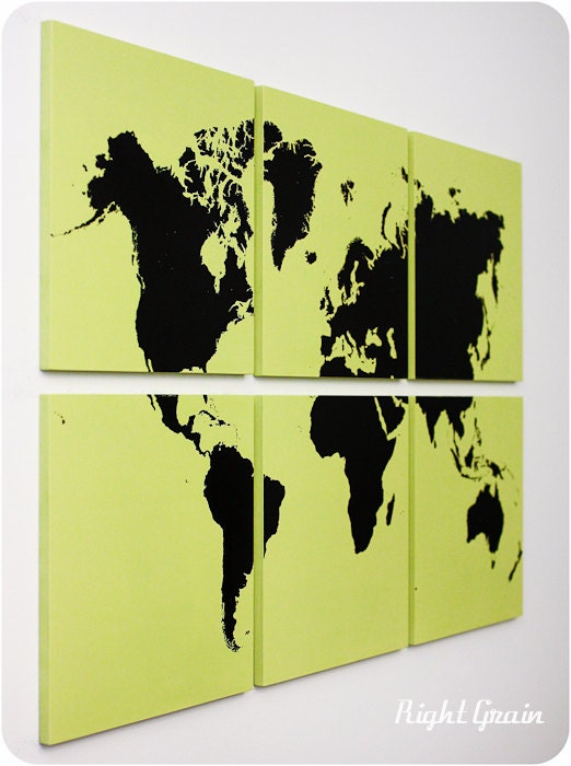 Large World Map Wall Art Painting - Modern Home Decor - 24x36 Personalized Gift