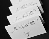 Custom Calligraphy Style Wedding Place Cards  - Escort Cards with Guest Names and Tables