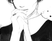 Print of original fashion illustration by Jessica Durrant titled Hazy Hazel Eyes