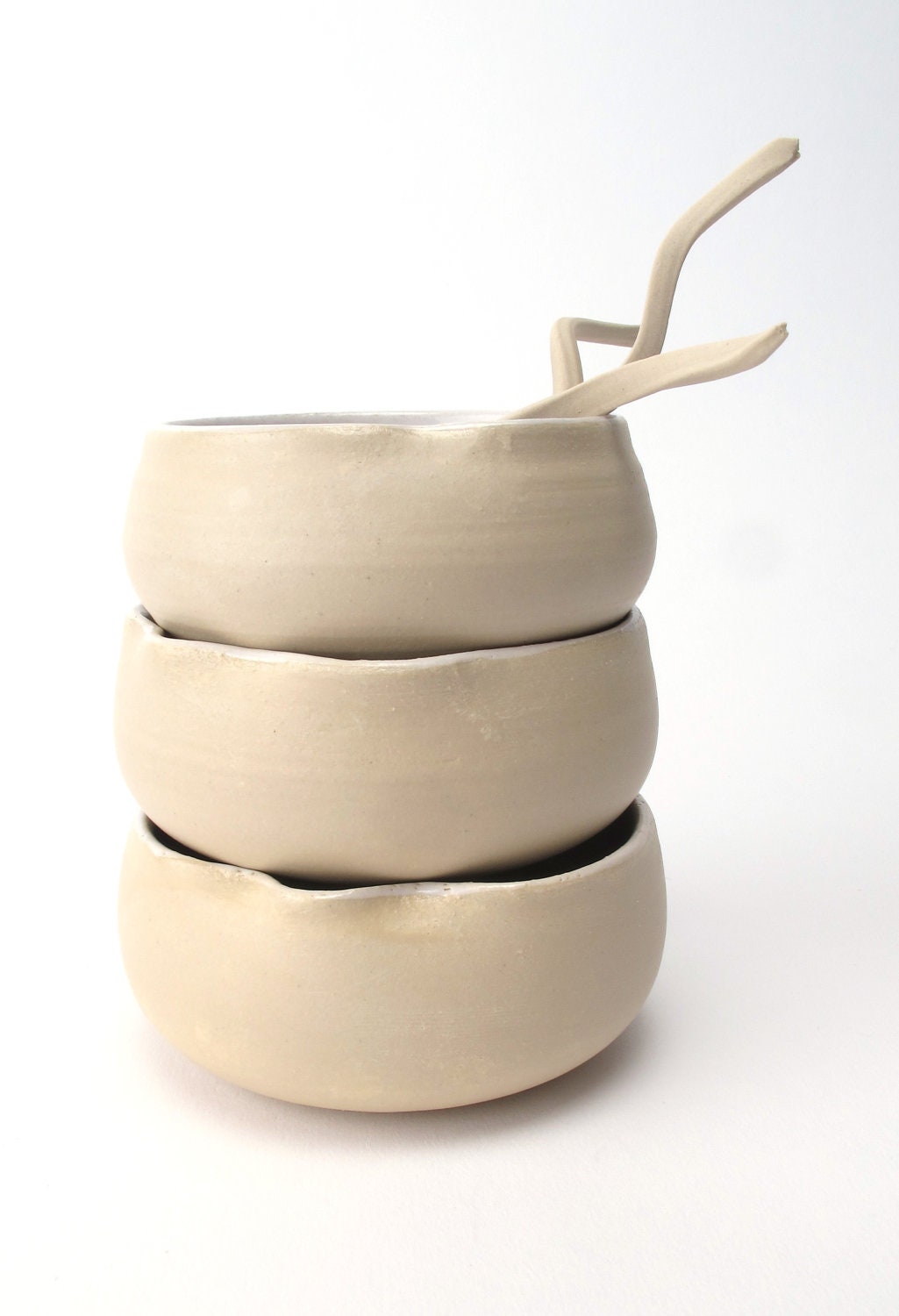 MADE TO ORDER: Small staple bowls with funky Tingle Tangle Spoons for tapas, herbs or finger food
