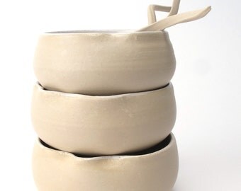 MADE TO ORDER: Small staple bowls with funky Tingle Tangle Spoons for tapas, herbs or finger food
