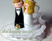 CUSTOM Wedding Cake Topper Bride and Groom Figurine Couple to Look Like You. Handmade by The Happy Acorn