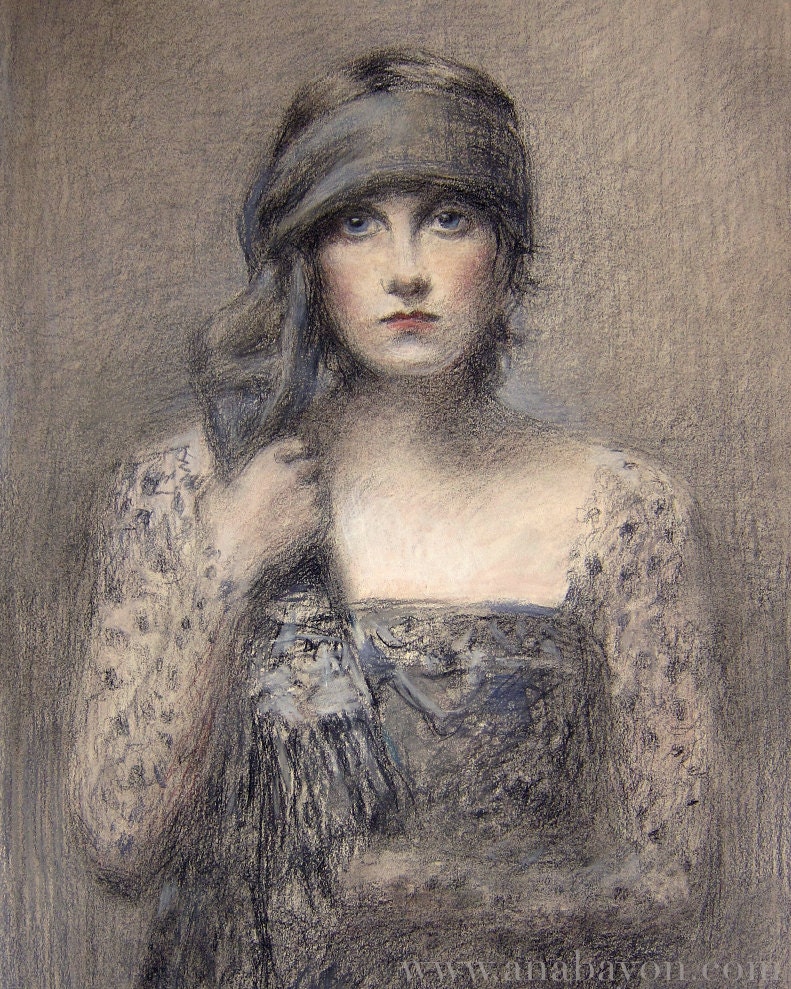 In Pearl Greys - Pastel Drawing - Fine Art Print 8" x 10"