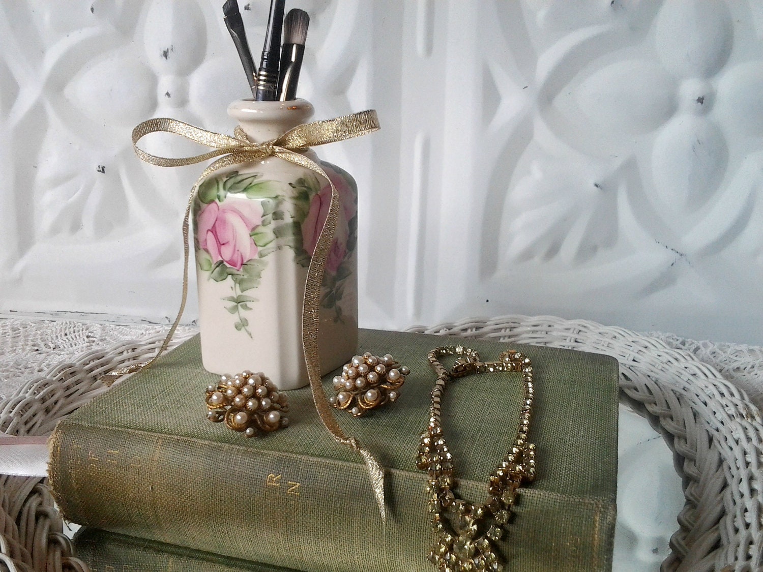 Glass Vanity Bottle Collectible Pharmacy Bottle Shabby Glam