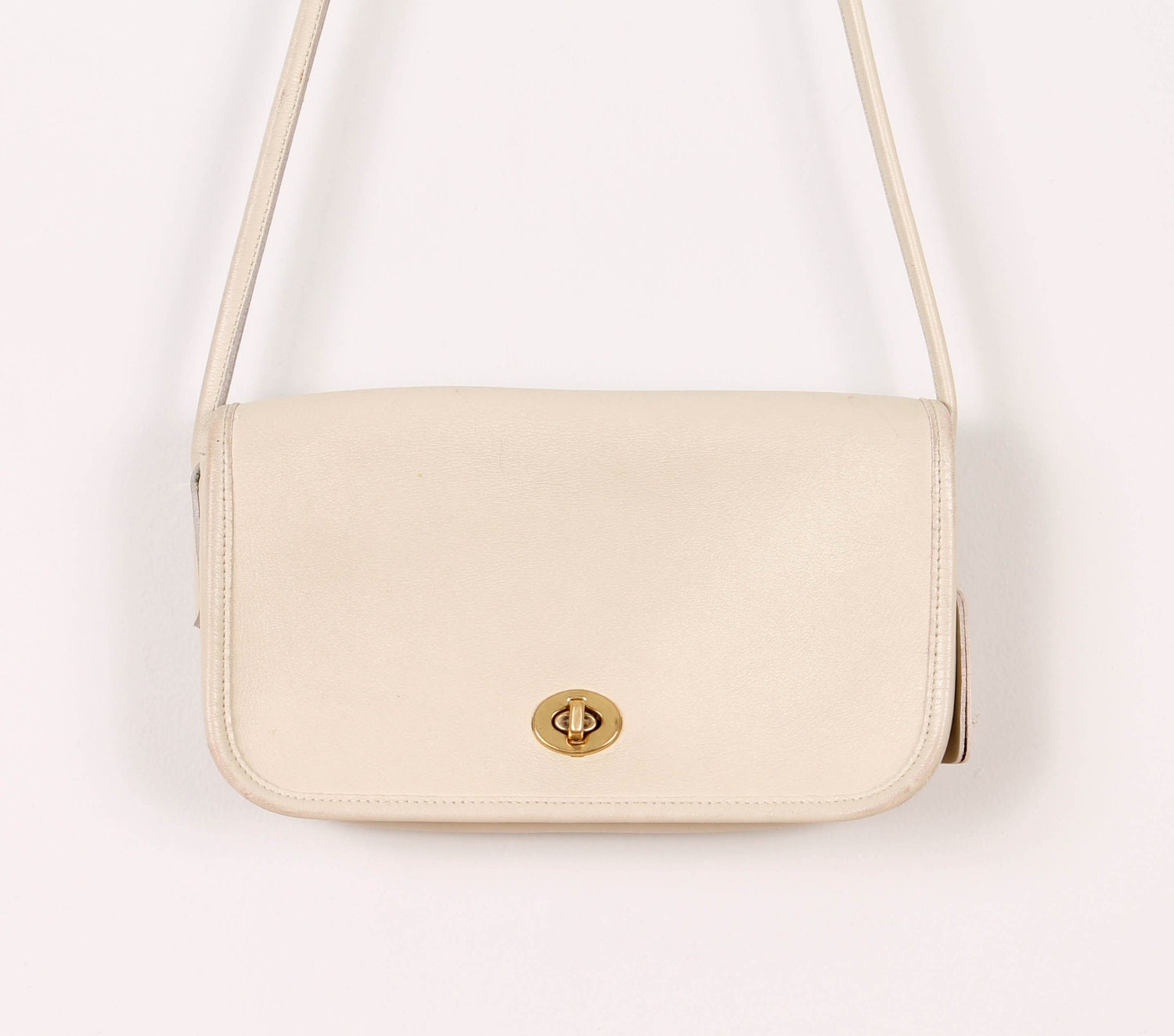 Items similar to Vintage Coach Purse / Ivory Leather Small Cross Body ...