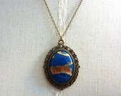 Vintage Blue Unique Pendant Necklace by Joolienn on etsy