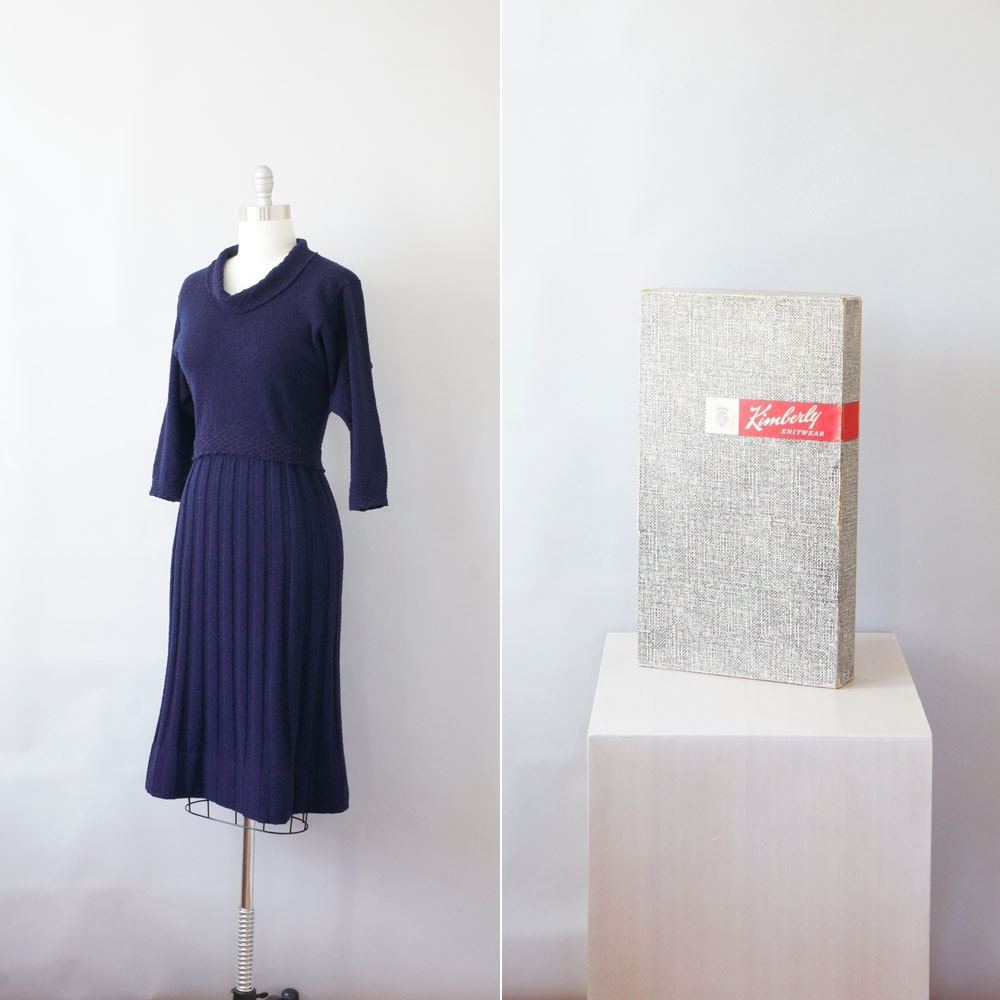 1940s knit dress / vintage 40s wool knit set / Kimberly