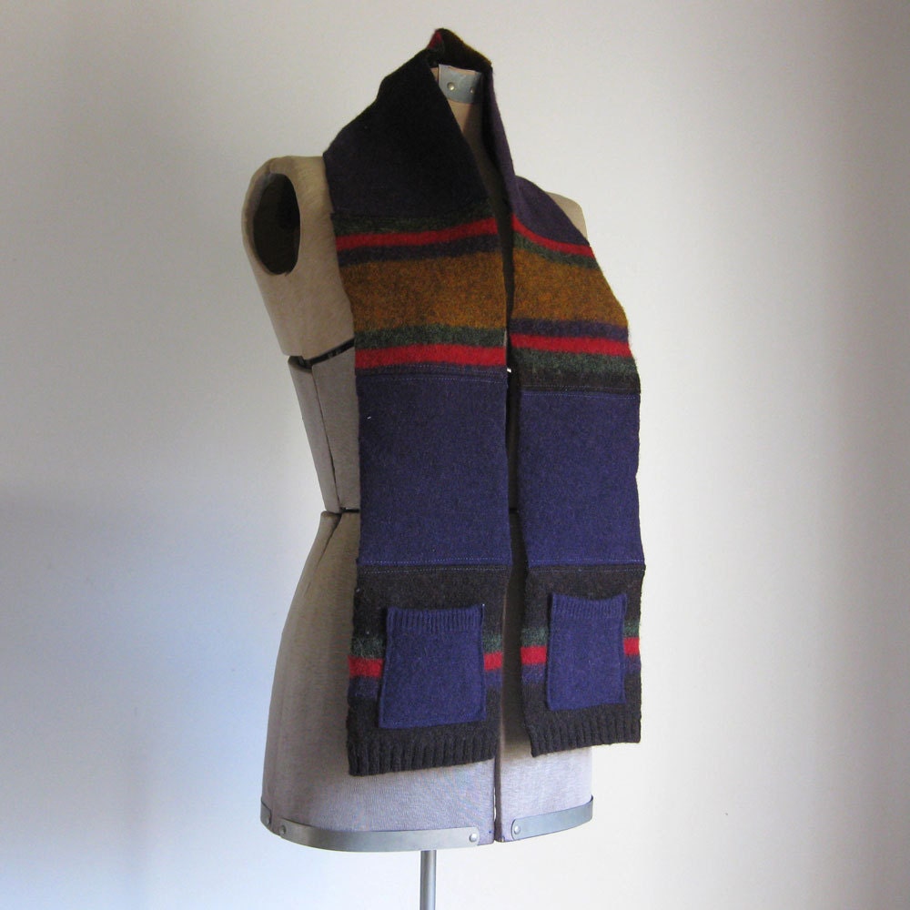 PURPLE SCARF - recycled scarf - striped scarf - sweater scarf - wool scarf - preppy scarf