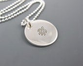 Sea Turtle Pendant - Hand Stamped Jewelry - Sterling Silver Bead Chain