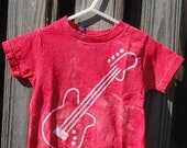 Toddler T-Shirt: Red with Batik Electric Guitar, Short Sleeves (2T) READY TO SHIP
