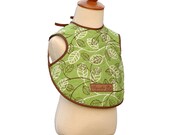 REVERSIBLE Quilted BIB for Baby and Toddler - Vine and Leaves in Green