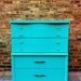 Vintage Highboy Dresser In Chevy Blue