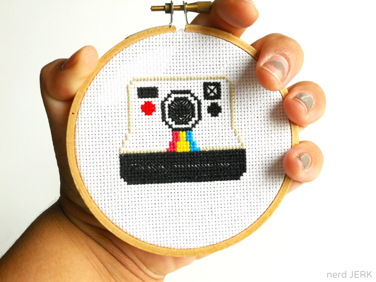 DIY Nerdy Cross-Stitch Kit - POLAROID 005- Complete with Geeky Beginner Embroidery Tutorial
