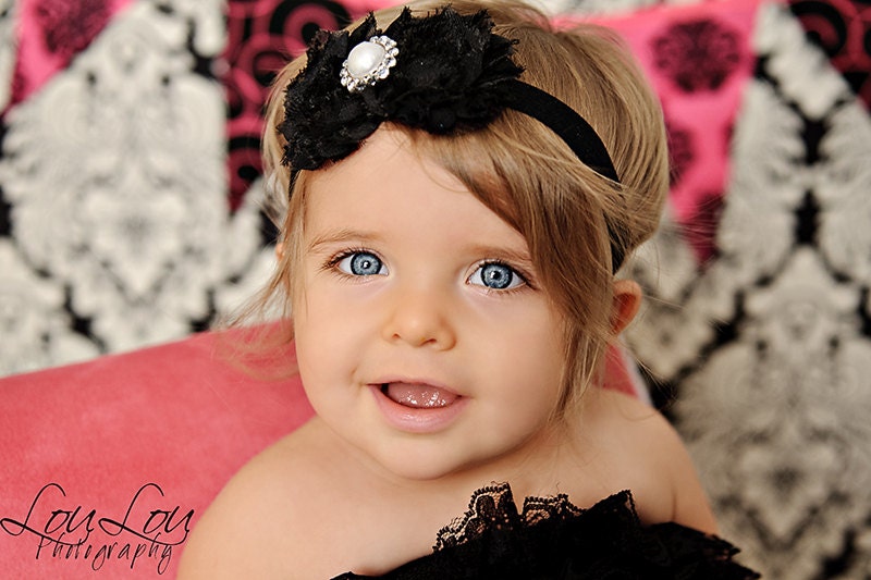 Black chiffon headband, baby headband, adult headband, infant headband, child headband
