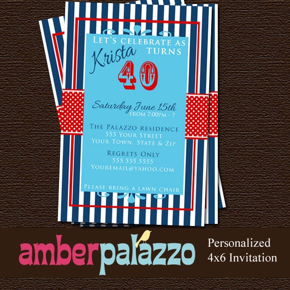 4th of July / Birthday Invitation - Printable - Personalized