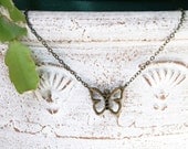 Antique Brass Hollow Butterfly Necklace
