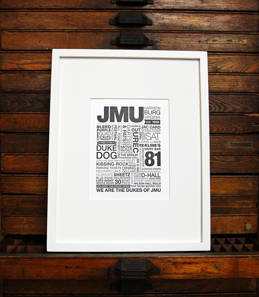 JMU Letterpress Print (Black Ink on White Paper)
