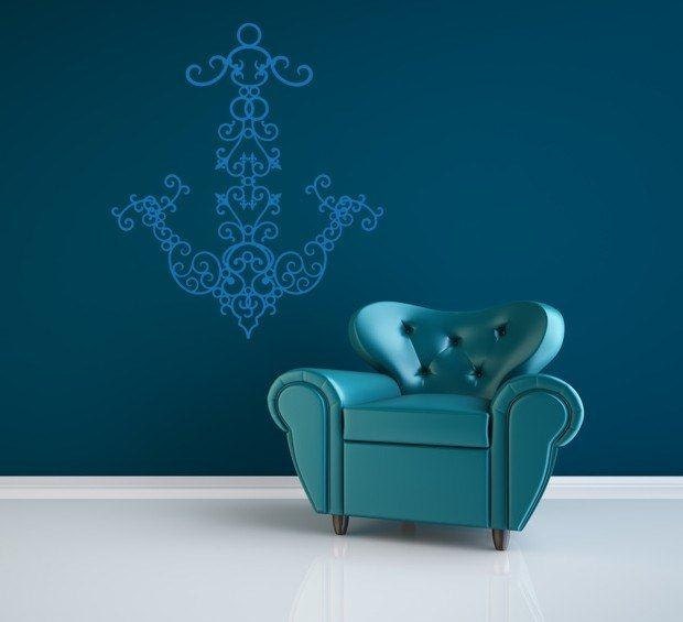 Wall Decal Anchor Nautical Sea Pattern Scroll Ship Ocean Boat Captain