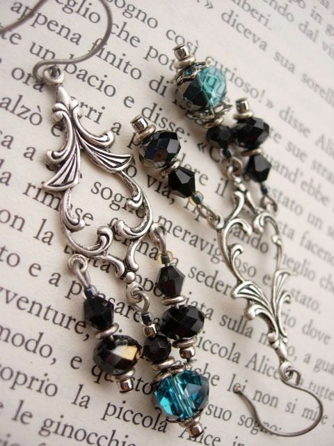 Teal Hematite Earrings