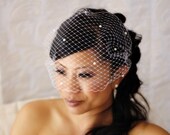 15 inch Bandeau Birdcage Veil with Pearls