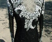 Vintage 1980s beaded dress 1920s boardwalk empire style flapper sequined dress