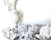 Antique Cast Iron Claw Foot. Ornate Salvage. Shabby Chic WHite. Set of 4. Tub Feet. Wood Stove.