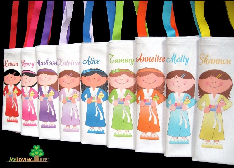 Personalized makeup, spa birthday or slumber party themed favors goody bags for girls