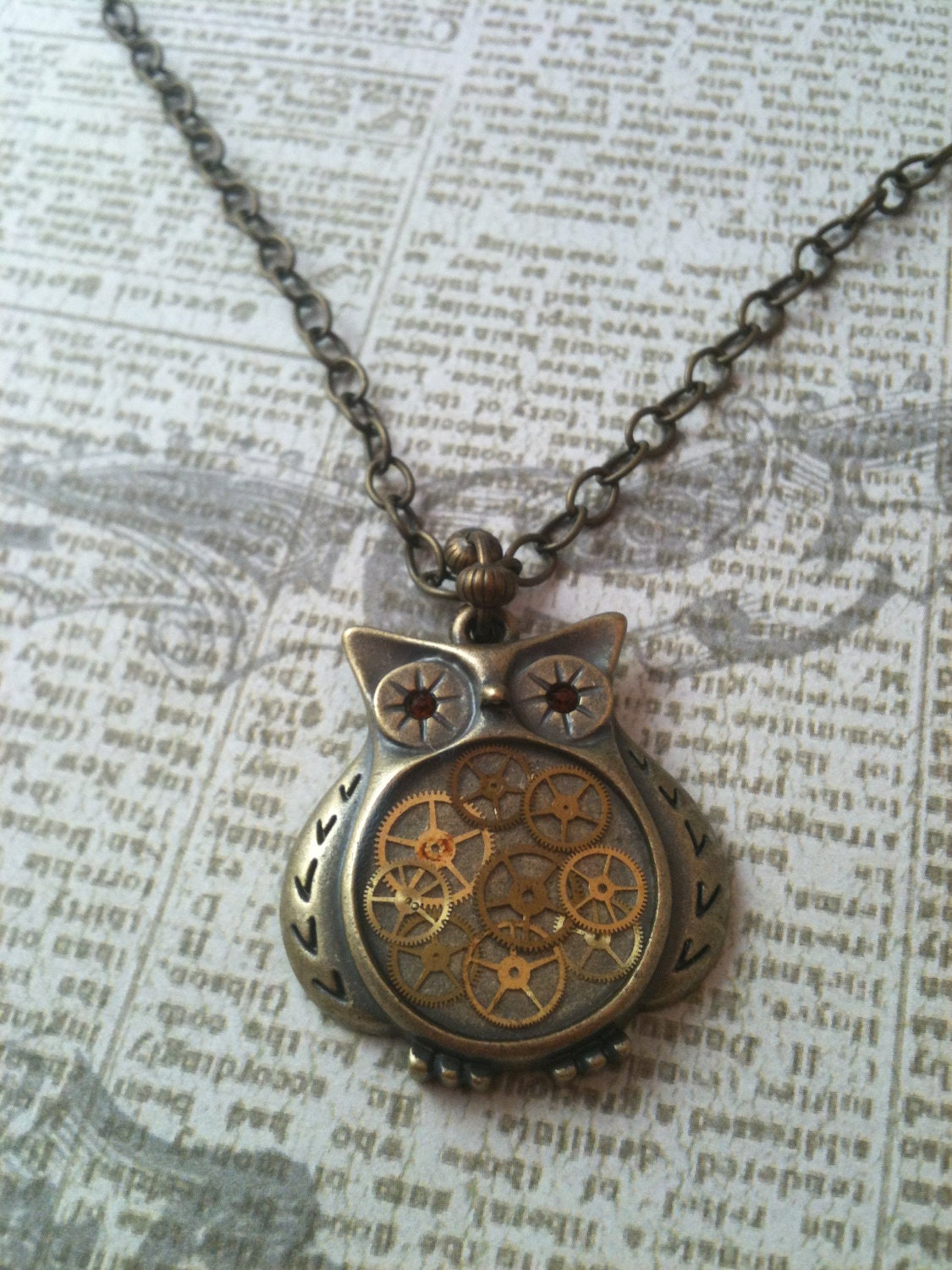 Owl Clockwork Clutter Steampunk Necklace