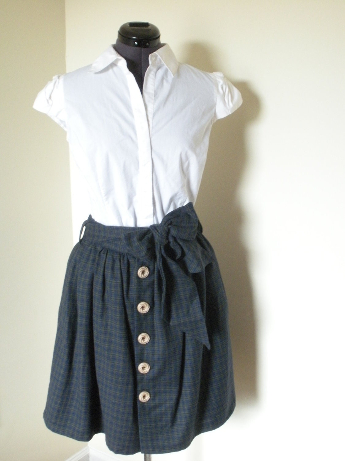 Navy Blue Plaid Mini Skirt Size Small