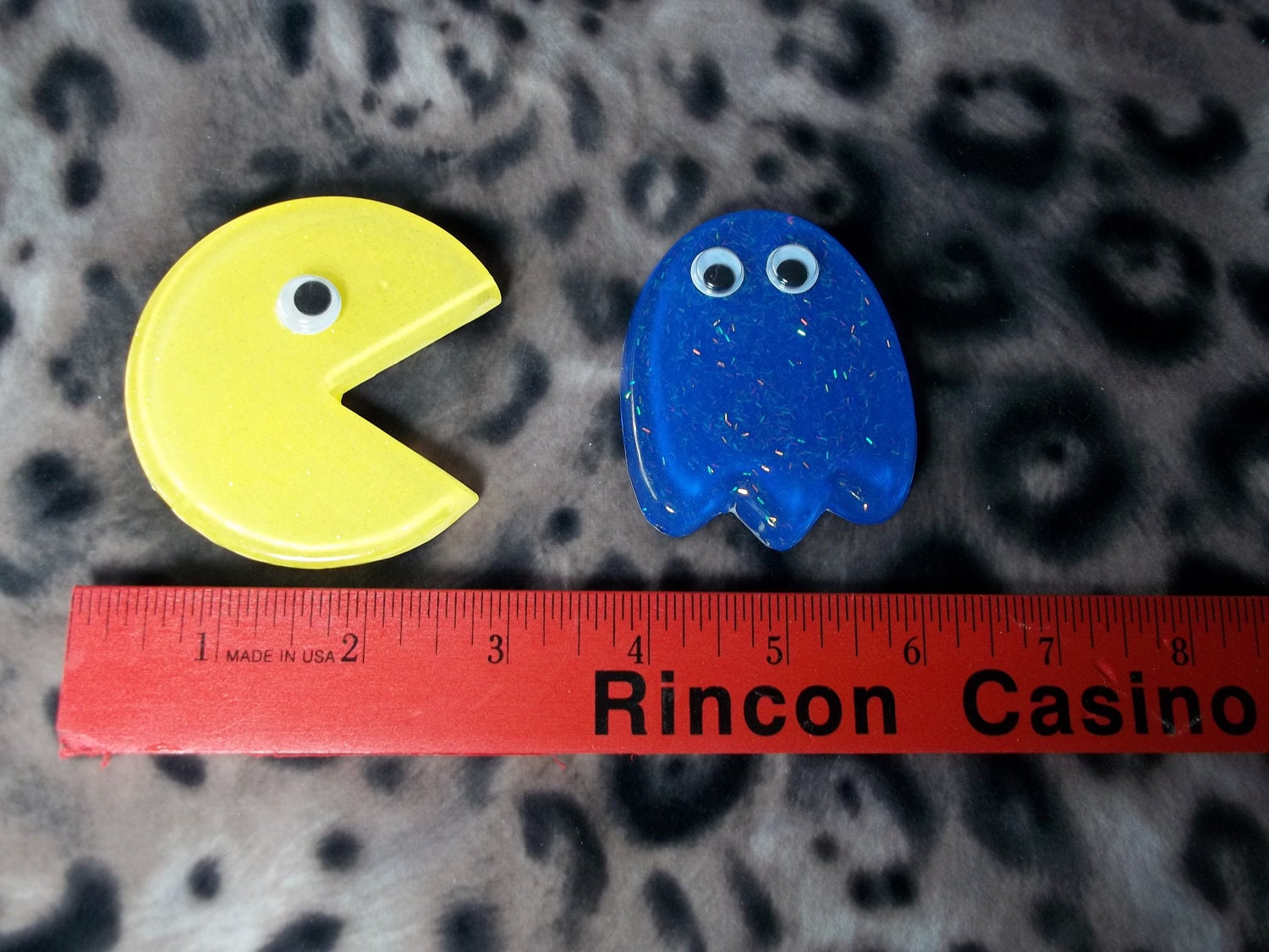 PacMan And Blue Ghost Set HANDMADE by smokesignalcreations