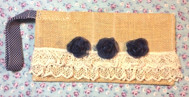 The Three Blue Rose Clutch Purse