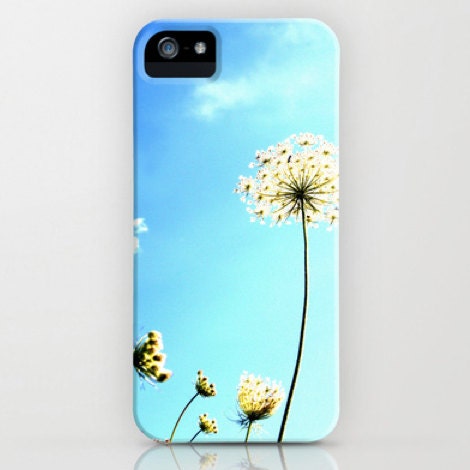 iPhone5 Case OR iPhone4/4S - Photography Cell Phone Cover  - Queen Anns Lace - Nature - Aqua Blue - Botanical  - PhotoLadz