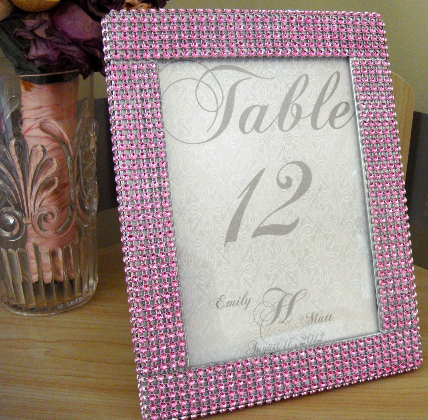 Set of 10 5 x 7 Pink Rhinestone Photo Frame Wedding or by ModMV