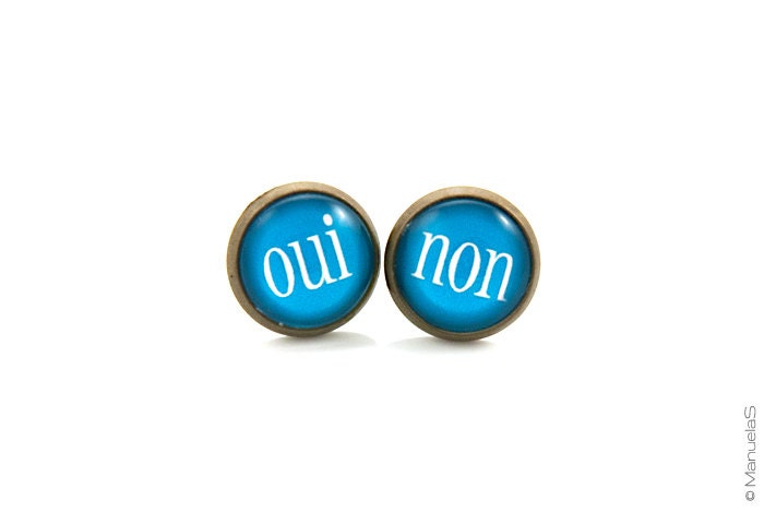 Oui & Non Bright blue - Post Stud EARRINGS - ManuelaS