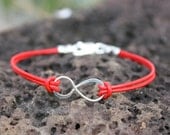 Infinite Love - Infinity Anklet or Bracelet - red leather & sterling silver - other colors available - zen, anniversary- free US shipping