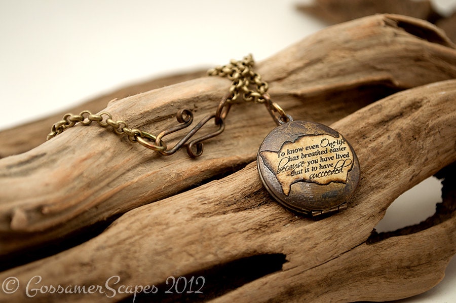Antique Locket with inspirational quote brass