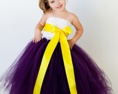 Ellie Flower Girl Tutu Dress with Customizable Sash