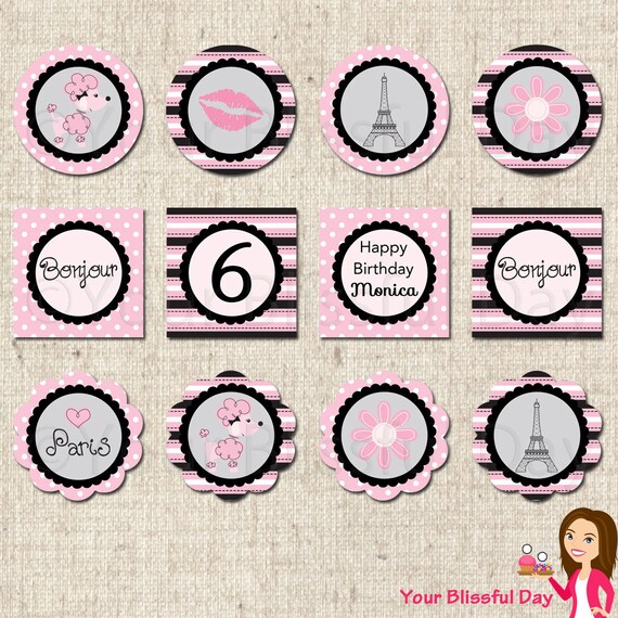 PRINTABLE Personalized Paris Party Circles Il_570xn