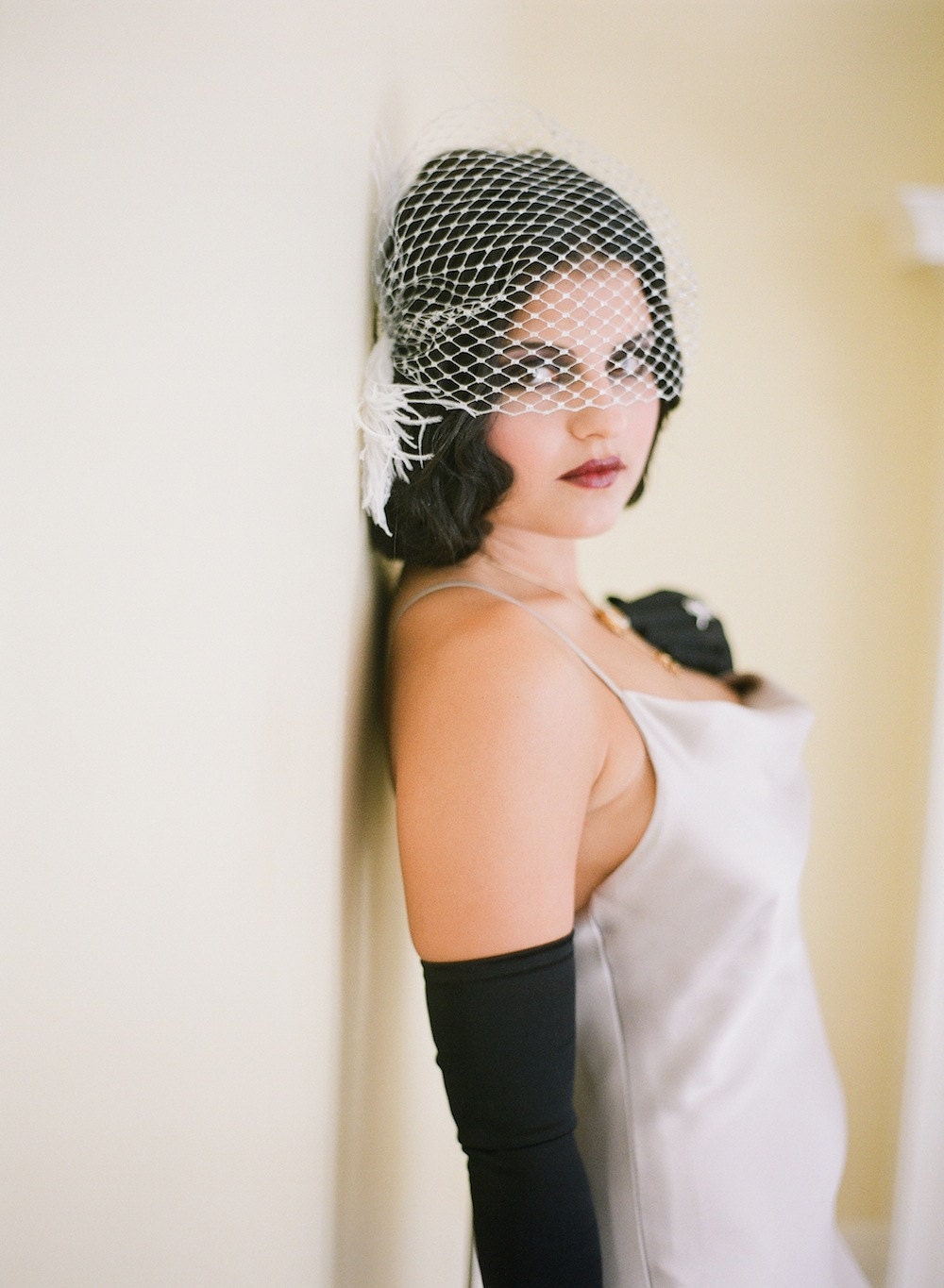 Bridal Veil, Veil, Silver Birdcage - The Louise
