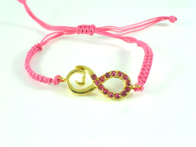 Pink  gold gilded eternity  bracelet with  pink zircon crystals