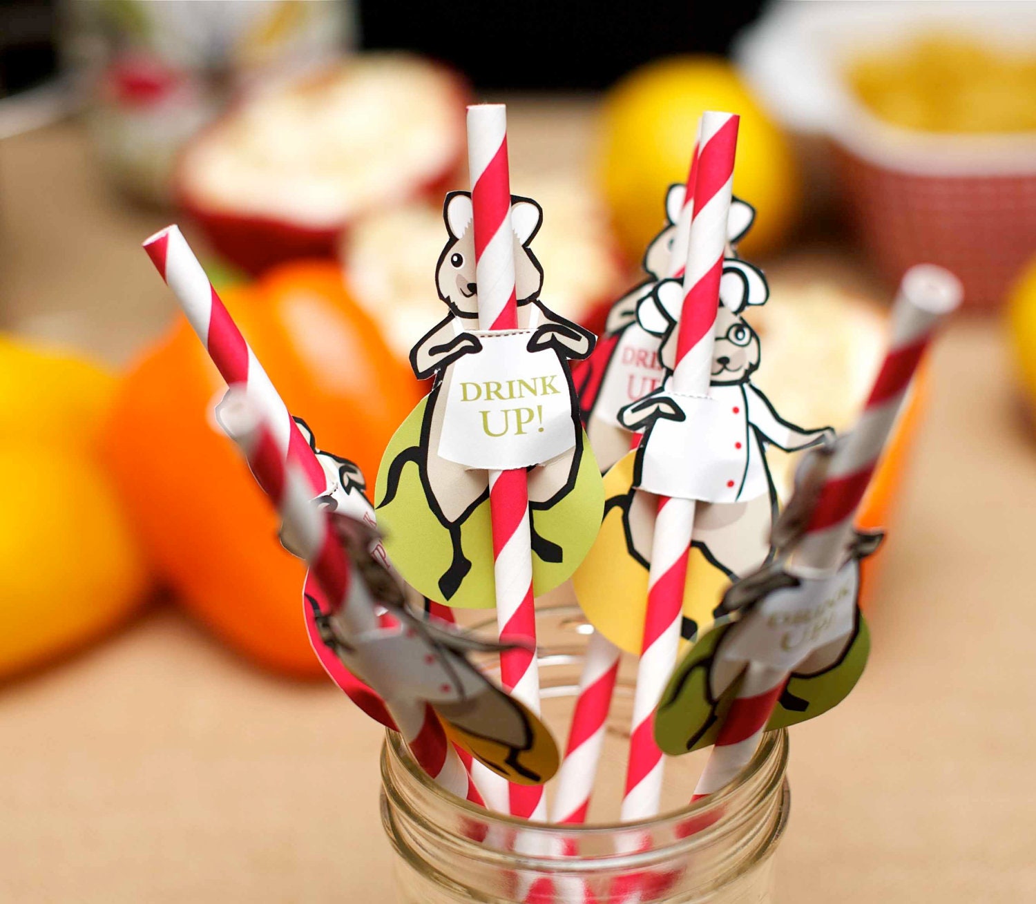 Birthday Party Straw Decals from the Little Chef Cooking  DIY Printable Collection by Spaceships and Laser Beams